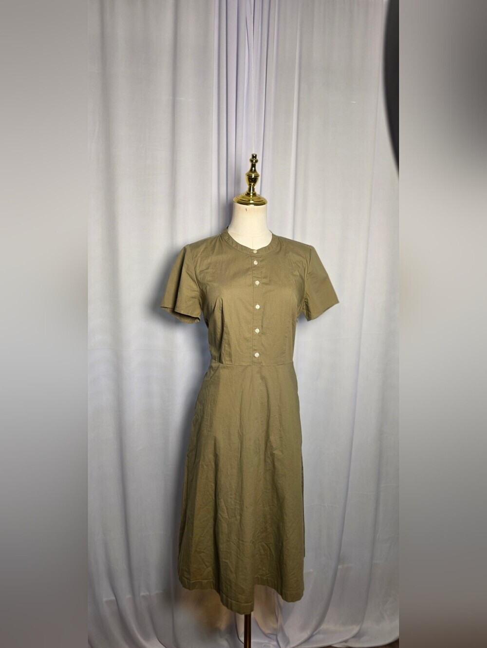 J. Crew Olive Button-Front Midi Dress